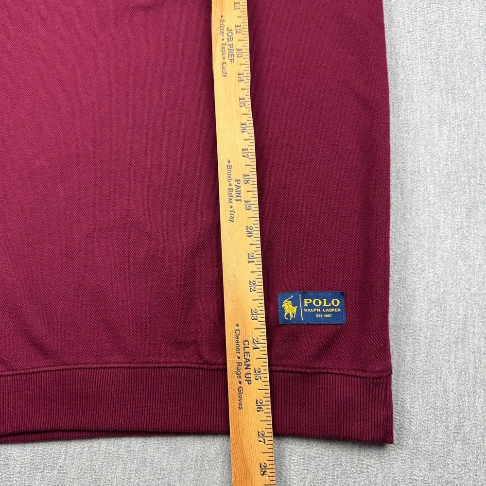 Polo Ralph Lauren Sweater Mens Large Red Pullover 1/4 Zip Made In Hong‎ Kong